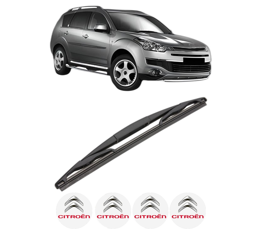 Stergator lamela spate CITROEN C-CROSSER (VU_, VV_) din 2007 - 2012, pentru luneta auto, Valeo Silencio, din cauciuc siliconat rezistent, 4 Stickere Auto CITROEN