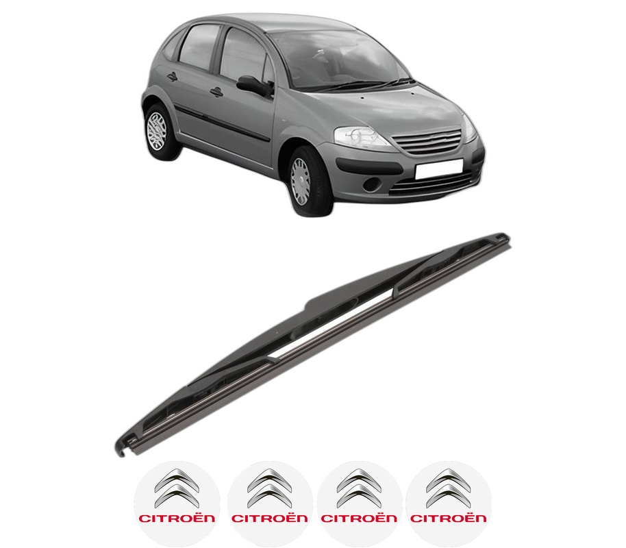 Stergator lamela spate CITROEN C3 I (FC_, FN_) din 2002 - 2012, pentru luneta auto, Valeo Silencio, din cauciuc siliconat rezistent, 4 Stickere Auto CITROEN