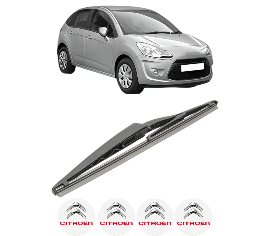 Stergator lamela spate CITROEN C3 II (SC_) din 2009 - 2016, pentru luneta auto, Bosch Twin, din cauciuc siliconat rezistent, 4 Stickere Auto CITROEN