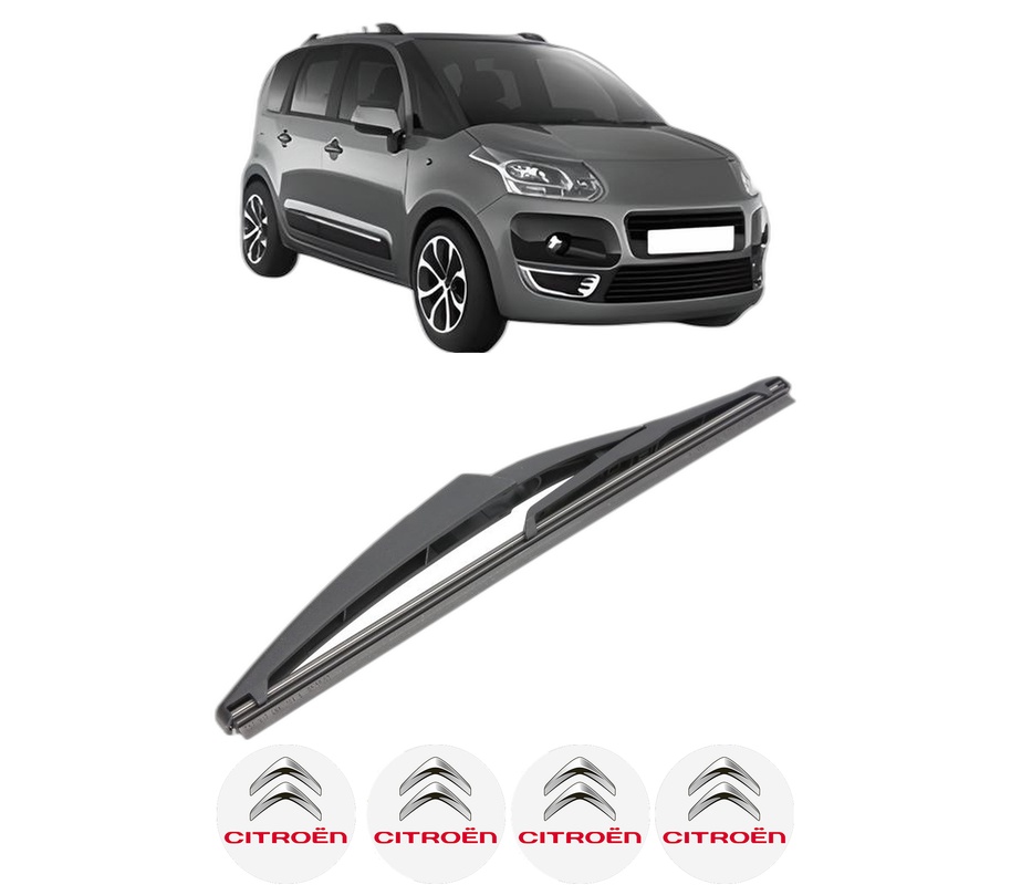 Stergator lamela spate CITROEN C3 PICASSO (SH_) din 2008 - 2017, pentru luneta auto, Valeo Silencio, din cauciuc siliconat rezistent, 4 Stickere Auto CITROEN