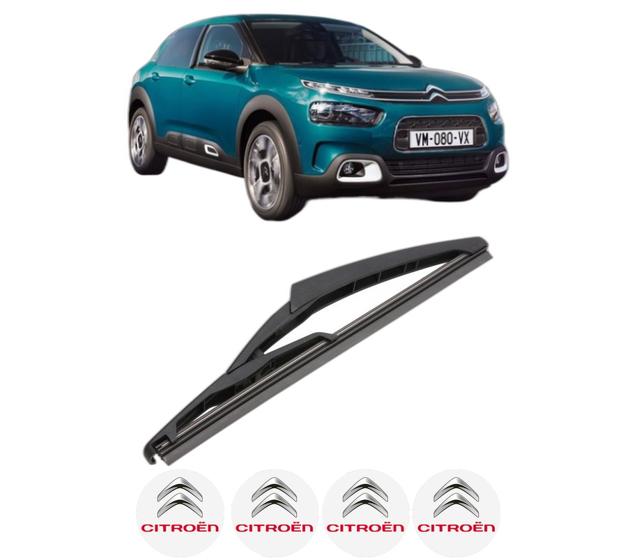 Stergator lamela spate CITROEN C4 CACTUS Van (0B_, 0P_) din 2019, pentru luneta auto, Valeo Silencio, din cauciuc siliconat rezistent, 4 Stickere Auto CITROEN