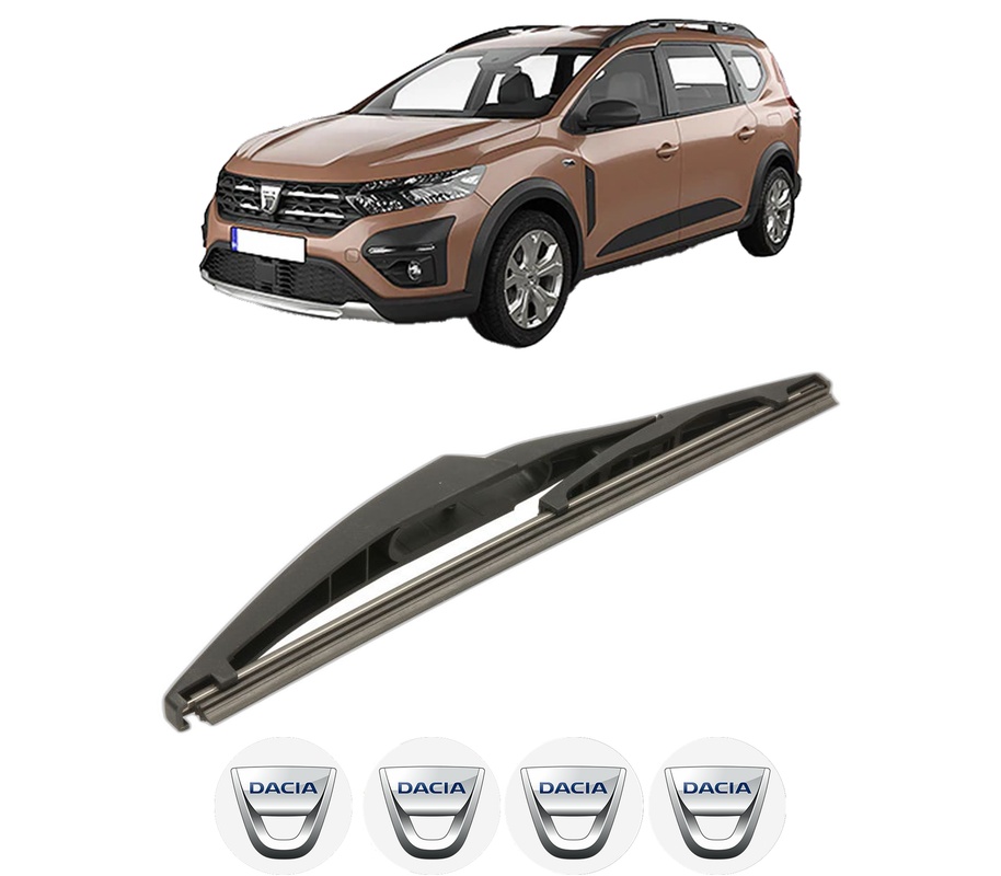 Stergator lamela spate DACIA JOGGER (RK_) din 2021, pentru luneta auto, Bosch Twin, din cauciuc siliconat rezistent, 4 Stickere Auto DACIA