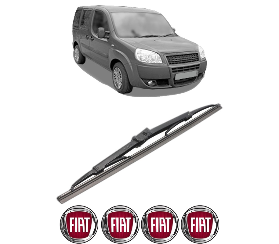 Stergator lamela spate FIAT DOBLO MPV (119_, 223_) din 2001 - 2009, pentru luneta auto, Bosch Twin, din cauciuc siliconat rezistent, 4 Stickere Auto FIAT