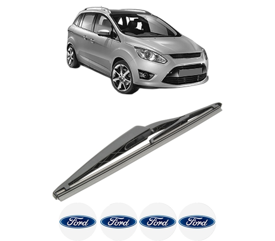 Stergator lamela spate FORD C-MAX II (DXA/CB7, DXA/CEU) din 2010 - 2019, pentru luneta auto, Bosch Twin, din cauciuc siliconat rezistent, 4 Stickere Auto FORD