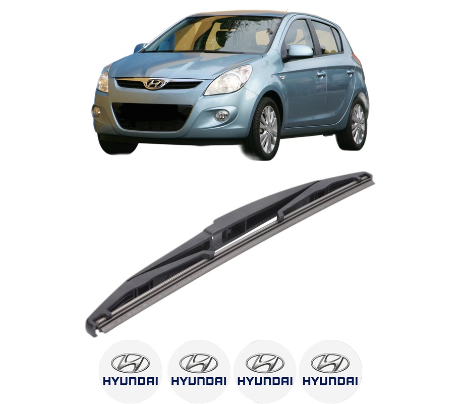 Stergator lamela spate HYUNDAI i20 I (PB, PBT) din 2008 - 2015, pentru luneta auto, Bosch Twin, din cauciuc siliconat rezistent, 4 Stickere Auto HYUNDAI