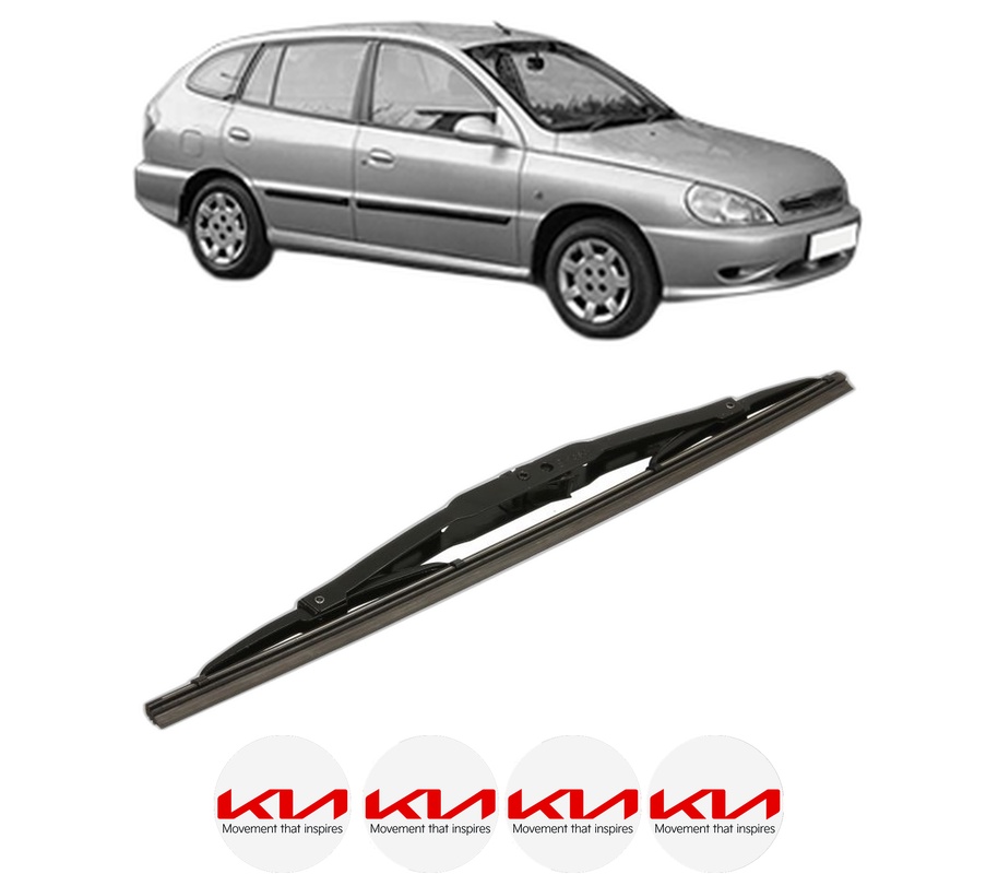 Stergator lamela spate KIA RIO I Hatchback (DC) din 2000 - 2005, pentru luneta auto, Bosch Twin, din cauciuc siliconat rezistent, 4 Stickere Auto KIA
