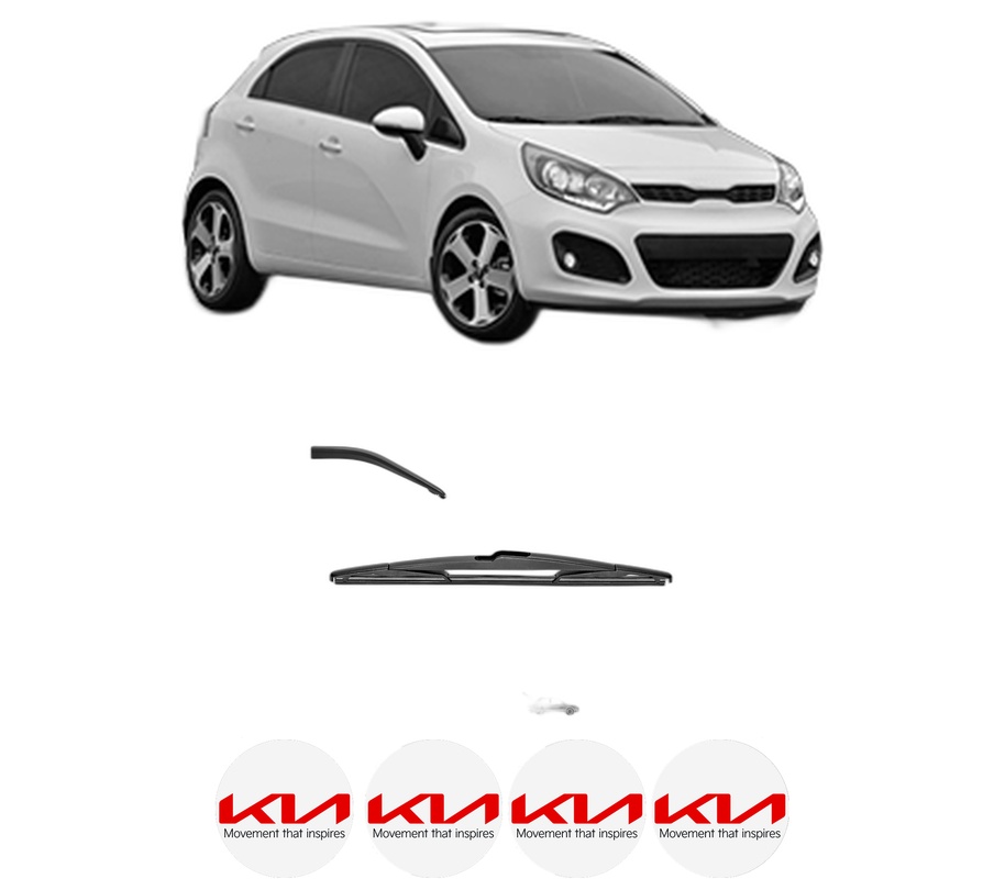 Stergator lamela spate KIA RIO III (UB) din 2011 - 2017, pentru luneta auto, Valeo Silencio, din cauciuc siliconat rezistent, 4 Stickere Auto KIA