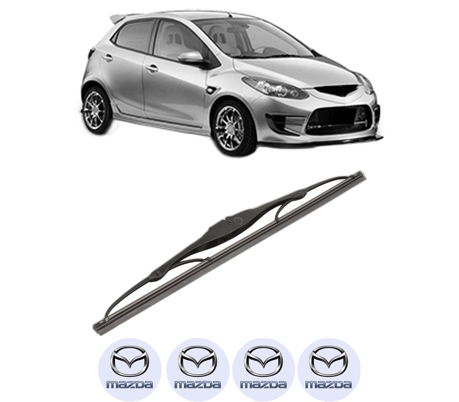 Stergator lamela spate MAZDA 2 (DE_, DH_) din 2007 - 2015, pentru luneta auto, Valeo Silencio, din cauciuc siliconat rezistent, 4 Stickere Auto MAZDA