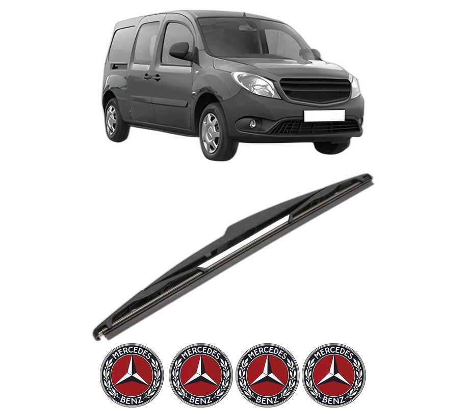 Stergator lamela spate MERCEDES-BENZ CITAN Mixto (Double Cabin) (W415) din 2012 - 2021, pentru luneta auto, Valeo Silencio, din cauciuc siliconat rezistent, 4 Stickere Auto MERCEDES-BENZ