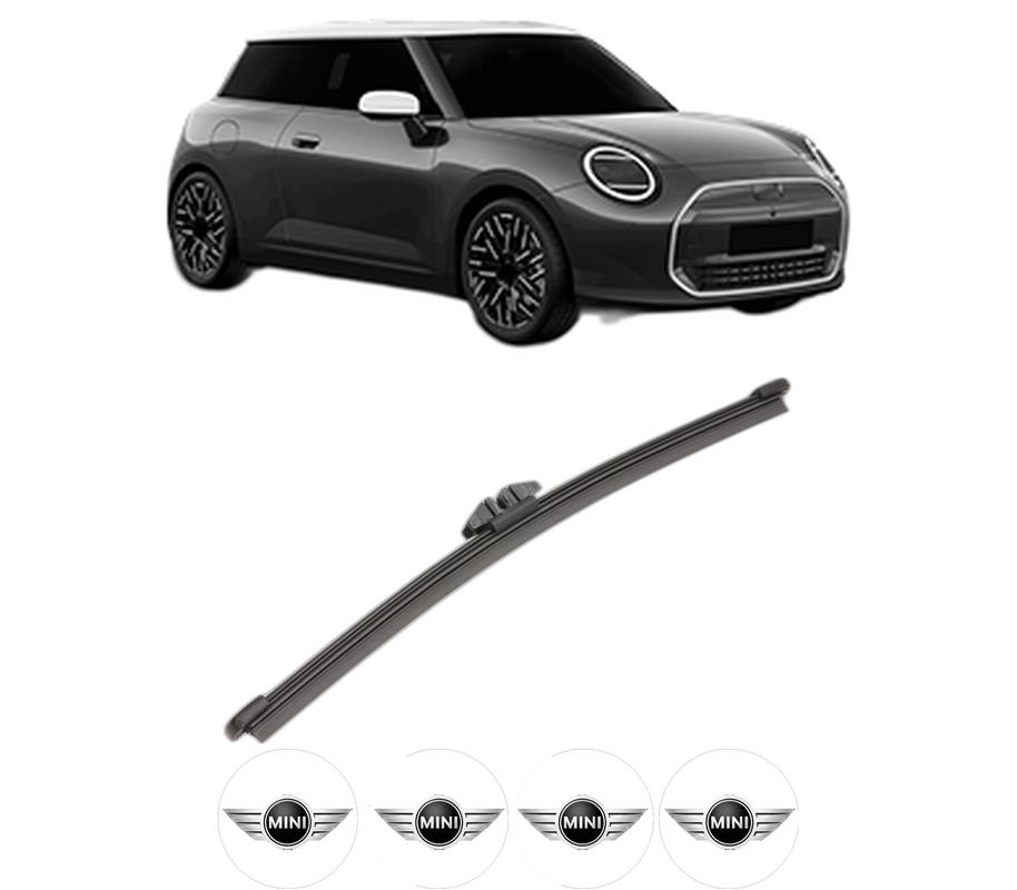 Stergator lamela spate MINI MINI (F66, F65) din 2024, pentru luneta auto, Valeo Silencio, din cauciuc siliconat rezistent, 4 Stickere Auto MINI