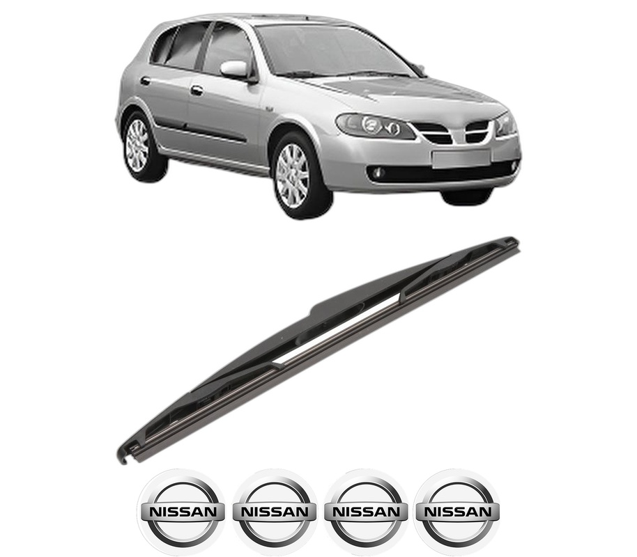 Stergator lamela spate NISSAN ALMERA II Hatchback (N16) din 2000 - 2006, pentru luneta auto, Valeo Silencio, din cauciuc siliconat rezistent, 4 Stickere Auto NISSAN