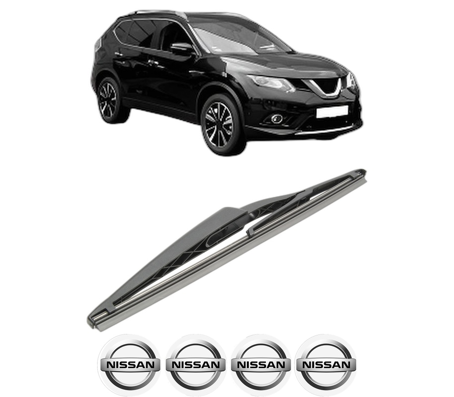 Stergator lamela spate NISSAN X-TRAIL III (T32_, T32R, T32RR) din 2014, pentru luneta auto, Bosch Twin, din cauciuc siliconat rezistent, 4 Stickere Auto NISSAN