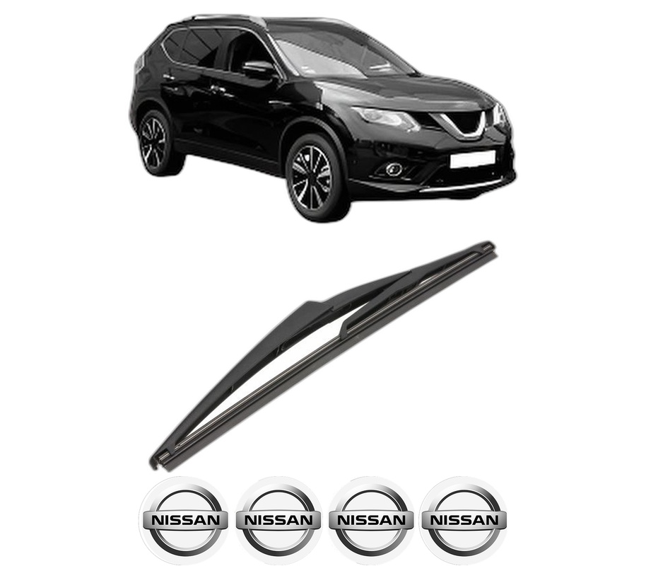 Stergator lamela spate NISSAN X-TRAIL III (T32_, T32R, T32RR) din 2014, pentru luneta auto, Valeo Silencio, din cauciuc siliconat rezistent, 4 Stickere Auto NISSAN