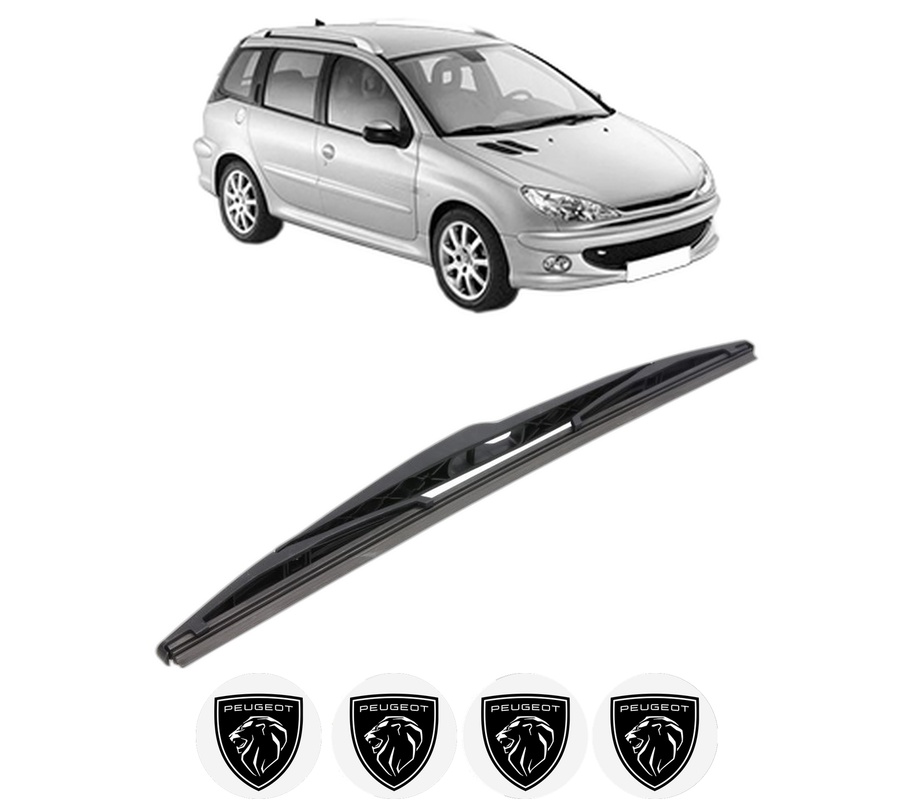 Stergator lamela spate PEUGEOT 206 SW (2E/K) din 2002 - 2008, pentru luneta auto, Bosch Twin, din cauciuc siliconat rezistent, 4 Stickere Auto PEUGEOT