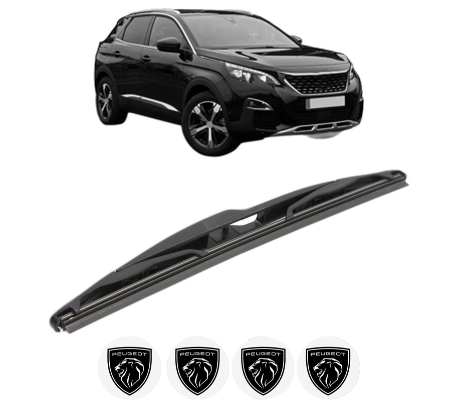 Stergator lamela spate PEUGEOT 3008 II SUV (MC_, MR_, MJ_, M4_) din 2016 - 2023, pentru luneta auto, Valeo Silencio, din cauciuc siliconat rezistent, 4 Stickere Auto PEUGEOT
