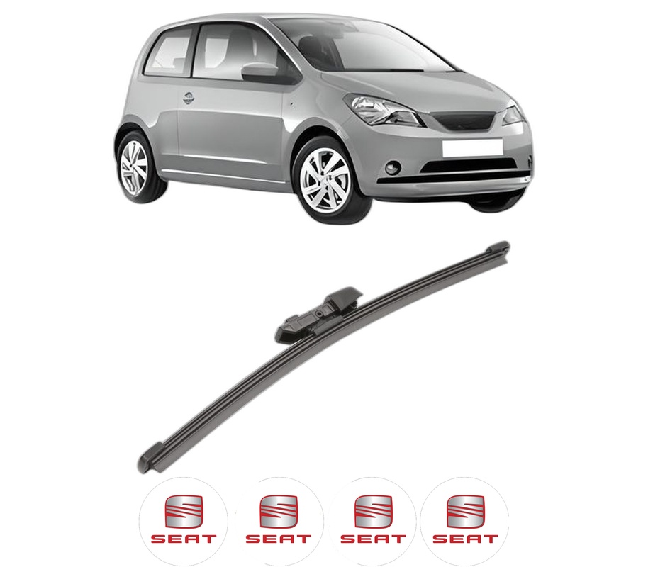 Stergator lamela spate SEAT Mii (KF1, KE1) din 2011 - 2019, pentru luneta auto, Valeo Silencio Xtrm, din cauciuc siliconat rezistent, 4 Stickere Auto SEAT