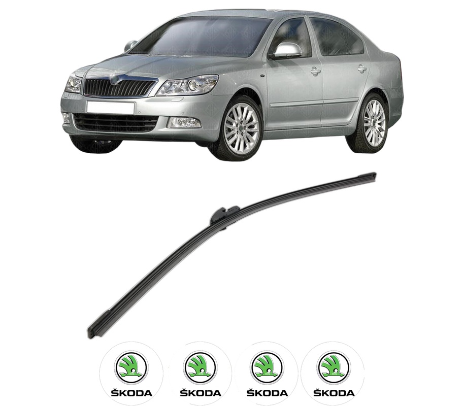 Stergator lamela spate SKODA OCTAVIA II (1Z3) din 2004 - 2013, pentru luneta auto, Bosch Aerotwin, din cauciuc siliconat rezistent, 4 Stickere Auto SKODA