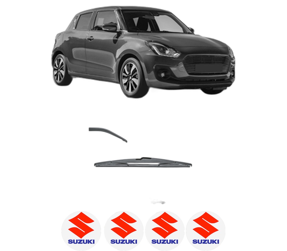 Stergator lamela spate SUZUKI SWIFT V (AZ) din 2017, pentru luneta auto, Valeo Silencio, din cauciuc siliconat rezistent, 4 Stickere Auto SUZUKI