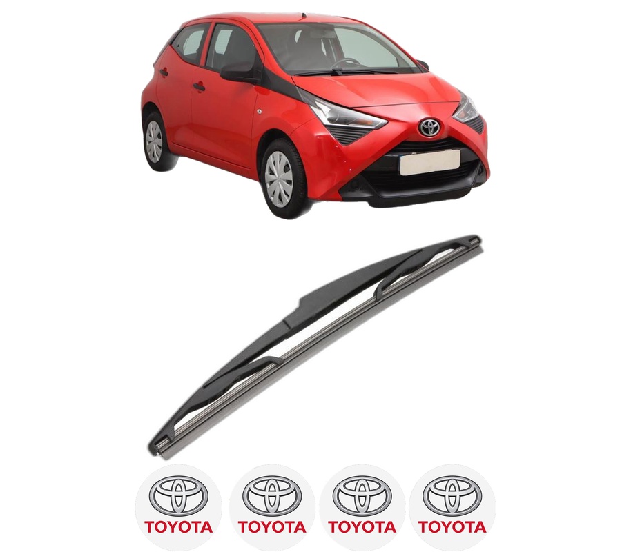 Stergator lamela spate TOYOTA AYGO (_B4_) din 2014, pentru luneta auto, Valeo Silencio, din cauciuc siliconat rezistent, 4 Stickere Auto TOYOTA