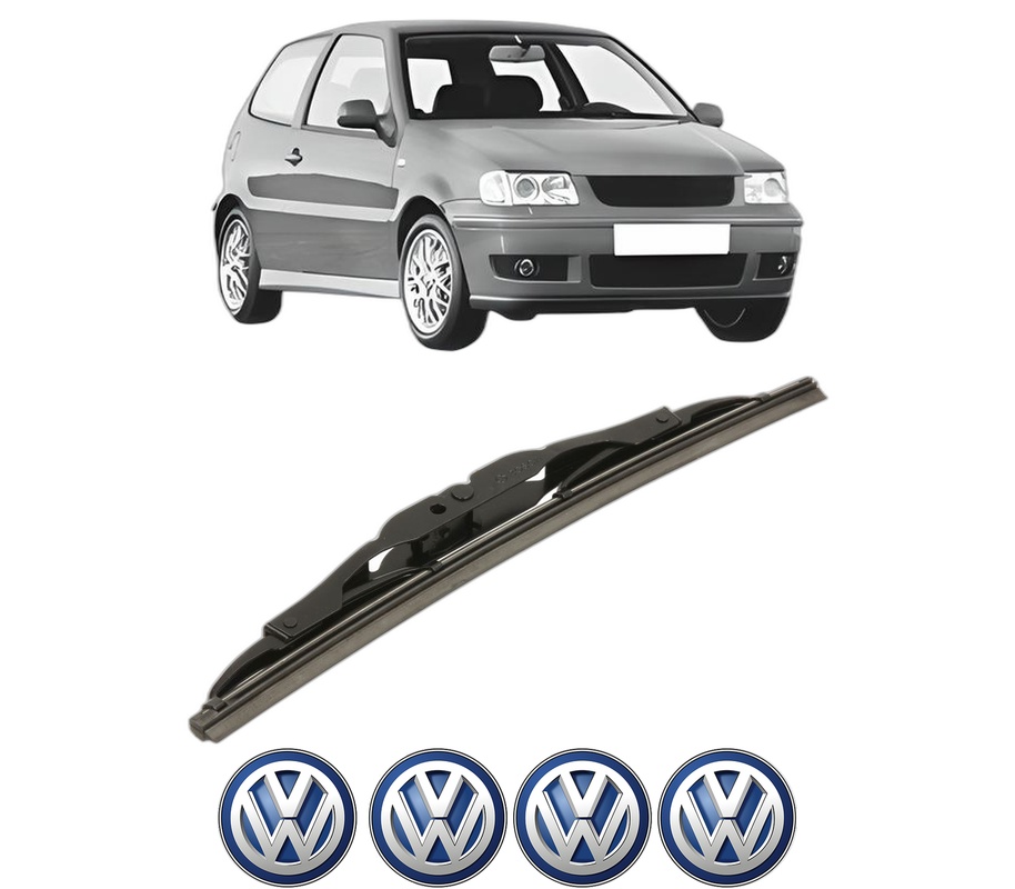 Stergator lamela spate Volkswagen POLO (6N2) din 1999 - 2001, pentru luneta auto, Bosch Twin, din cauciuc siliconat rezistent, 4 Stickere Auto VW