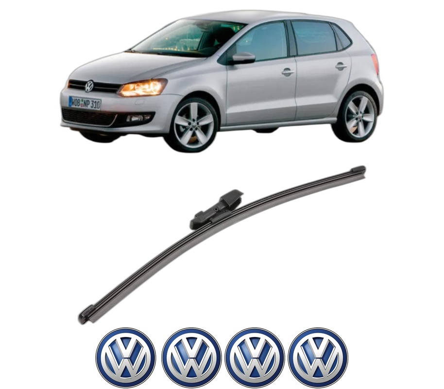 Stergator lamela spate Volkswagen POLO Van V (6R1, 6C1) din 2009 - 2017, pentru luneta auto, Valeo Silencio Xtrm, din cauciuc siliconat rezistent, 4 Stickere Auto VW