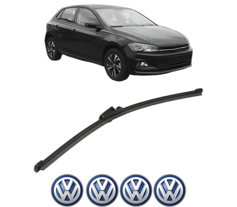 Stergator lamela spate Volkswagen POLO VI (AW1, BZ1, AE1) din 2017 - 2021, pentru luneta auto, Valeo Silencio Xtrm, din cauciuc siliconat rezistent, 4 Stickere Auto VW