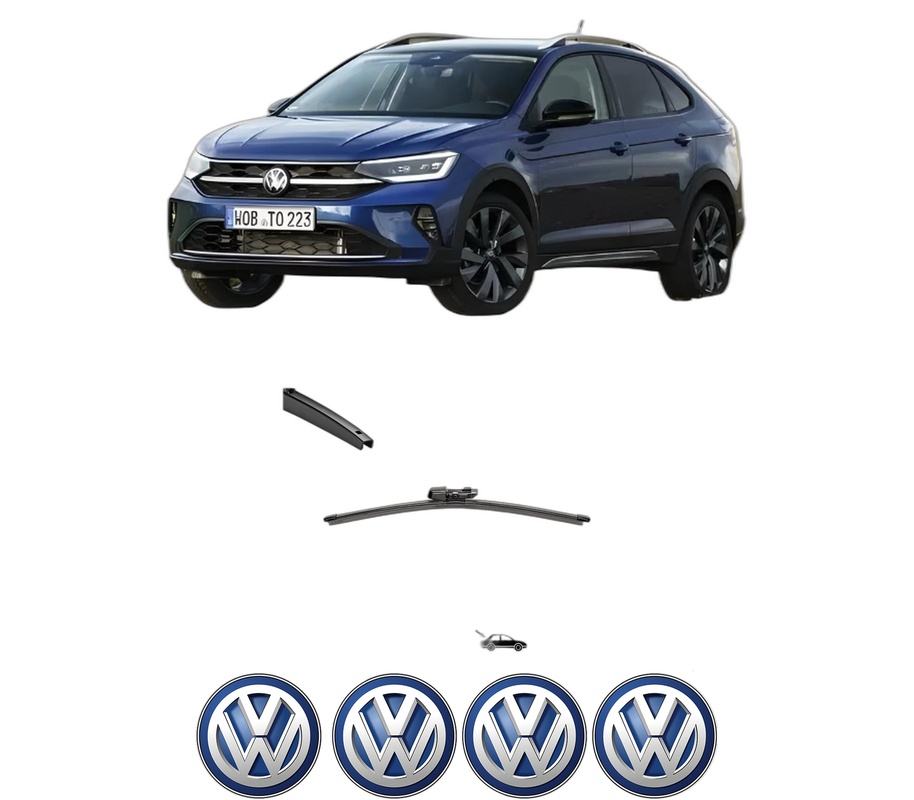 Stergator lamela spate Volkswagen TAIGO (CS1) din 2021 - 2024, pentru luneta auto, Valeo Silencio, din cauciuc siliconat rezistent, 4 Stickere Auto VW