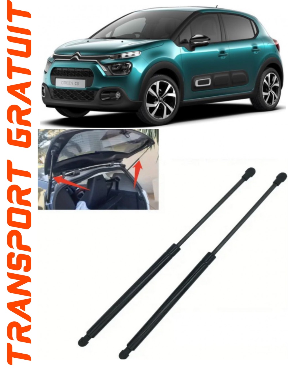 Set 2 amortizoare Haion portbagaj pentru masina Citroen C3 III