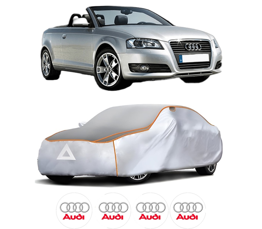 Husa Prelata Antigrindina Auto AUDI A3 Convertible (8P7) din 2008-2013, Protectie auto contra intemperiilor la grindina, Waterproof, 4x Stickere auto AUDI