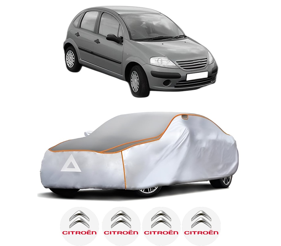 Husa Prelata Antigrindina Auto CITROEN C3 I (FC_, FN_) din 2002-2012, Protectie auto contra intemperiilor la grindina, Waterproof, 4x Stickere auto CITROEN
