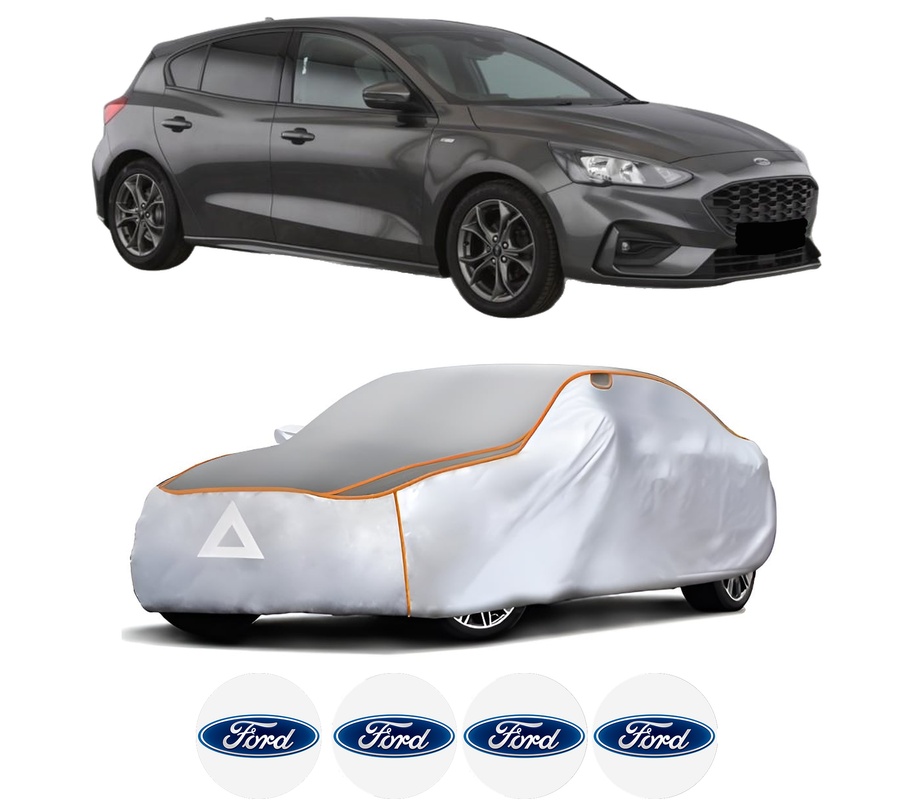 Husa Prelata Antigrindina Auto FORD FOCUS IV (HN) din 2018-2022, Protectie auto contra intemperiilor la grindina, Waterproof, 4x Stickere auto FORD