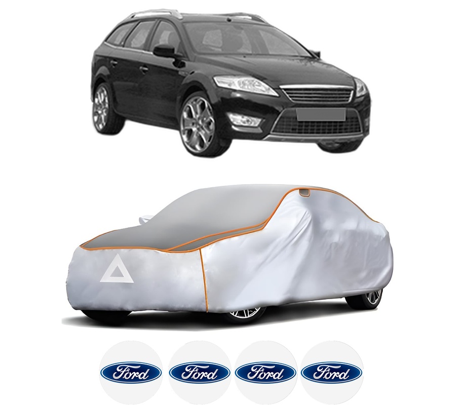 Husa Prelata Antigrindina Auto FORD MONDEO IV (BA7) din 2007-2015, Protectie auto contra intemperiilor la grindina, Waterproof, 4x Stickere auto FORD