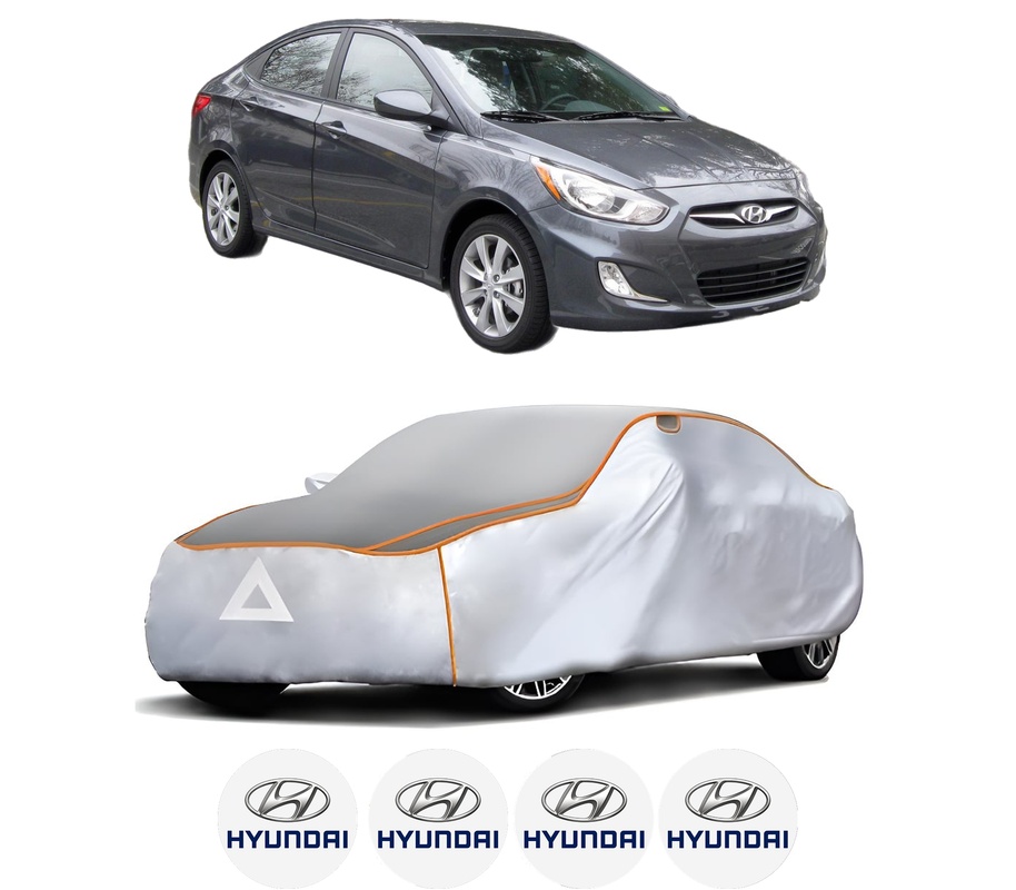 Husa Prelata Antigrindina Auto HYUNDAI ACCENT IV Saloon (RB) din 2010-2017, Protectie auto contra intemperiilor la grindina, Waterproof, 4x Stickere auto HYUNDAI