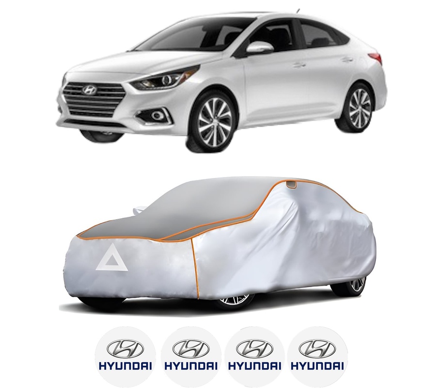 Husa Prelata Antigrindina Auto HYUNDAI ACCENT V Saloon (HC) din 2018, Protectie auto contra intemperiilor la grindina, Waterproof, 4x Stickere auto HYUNDAI