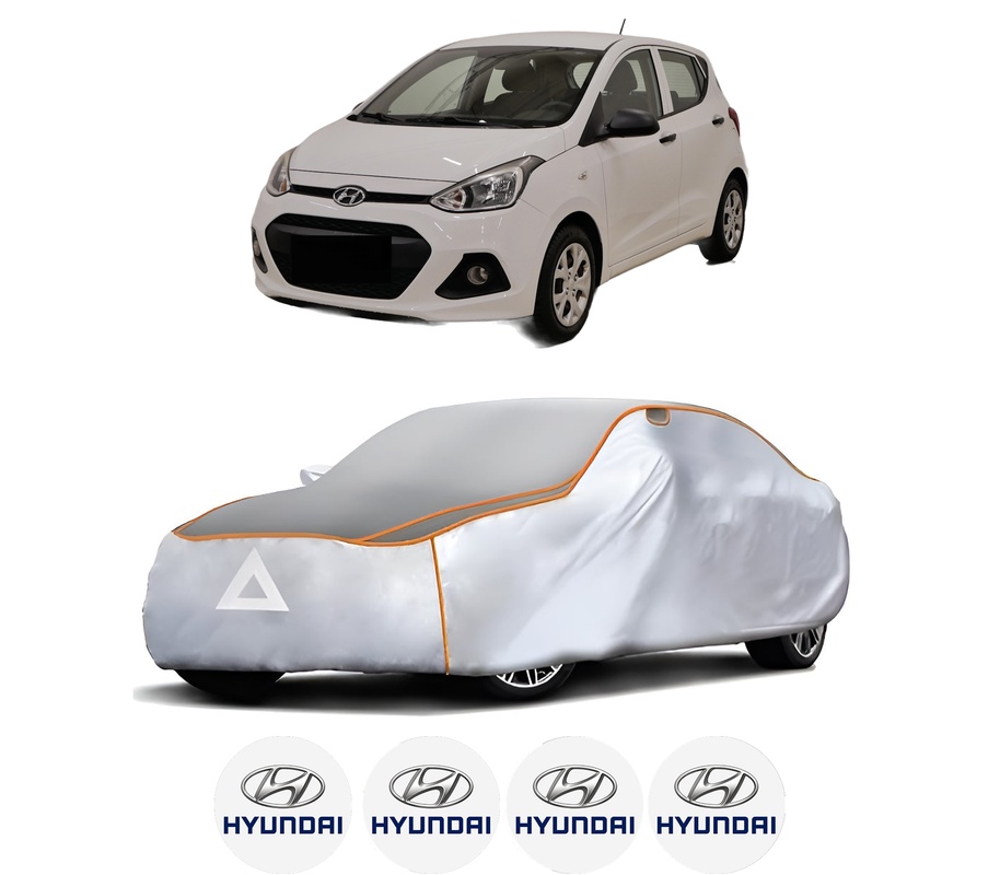 Husa Prelata Antigrindina Auto HYUNDAI i10 II Saloon din 2015, Protectie auto contra intemperiilor la grindina, Waterproof, 4x Stickere auto HYUNDAI