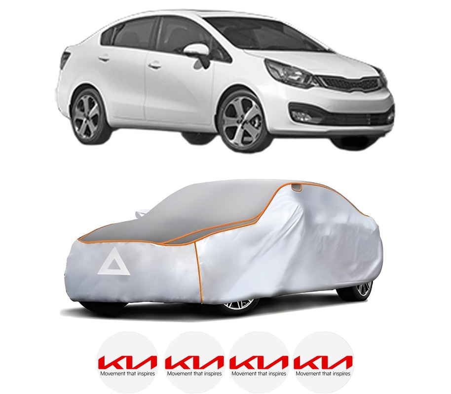 Husa Prelata Antigrindina Auto KIA RIO III Saloon (UB) din 2011-2017, Protectie auto contra intemperiilor la grindina, Waterproof, 4x Stickere auto KIA