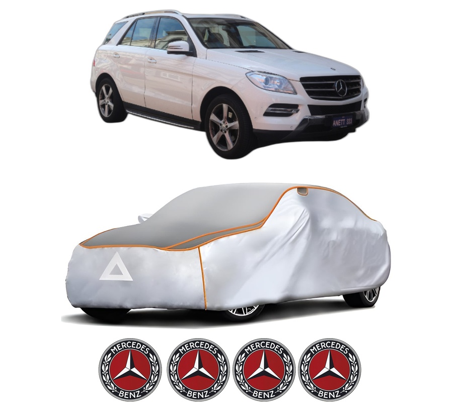 Husa Prelata Antigrindina Auto MERCEDES-BENZ M-CLASS (W166) din 2011-2015, Protectie auto contra intemperiilor la grindina, Waterproof, 4x Stickere auto MERCEDES-BENZ