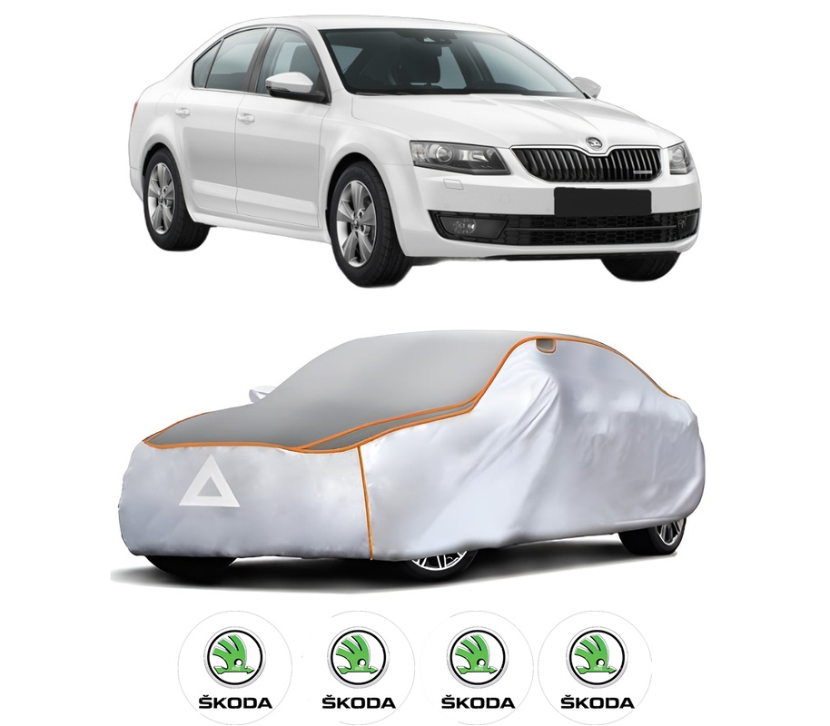 Husa Prelata Antigrindina Auto SKODA Octavia III (5E3, NL3, NR3) din 2012-2020, Protectie auto contra intemperiilor la grindina, Waterproof, 4x Stickere auto SKODA