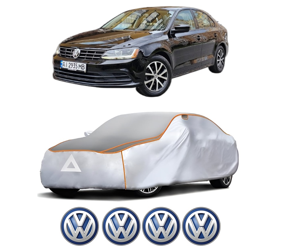Husa Prelata Antigrindina Auto Volskwagen JETTA VII Saloon (BU3, BU4) din 2017, Protectie auto contra intemperiilor la grindina, Waterproof, 4x Stickere auto Volskwagen