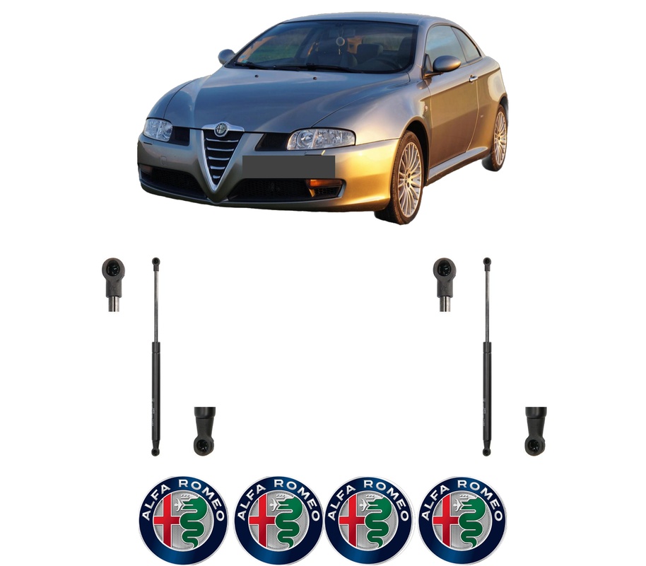 Set amortizoare portbagaj haion pentru ALFA ROMEO GT (937_) din 2003-2010, 2 bucati, KROSNO, 4 stickere auto ALFA ROMEO