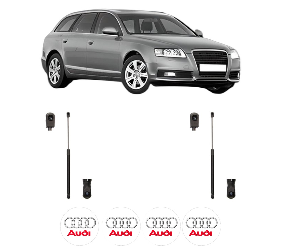 Set amortizoare portbagaj haion pentru AUDI A6 C6 Avant (4F5) din 2004-2011, 2 bucati, MAGNUM TECHNOLOGY, 4 stickere auto AUDI