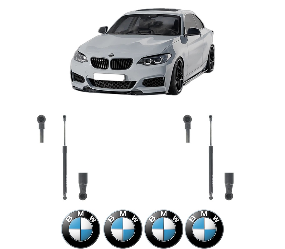Set amortizoare portbagaj haion pentru BMW 2 Coupe (F22, F87) din 2012-2021, 2 bucati, KROSNO, 4 stickere auto BMW