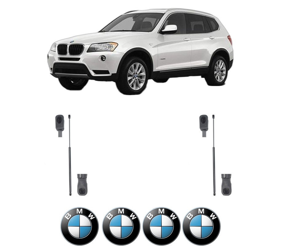 Set amortizoare portbagaj haion pentru BMW X3 (F25) din 2010-2017, 2 bucati, MAGNUM TECHNOLOGY, 4 stickere auto BMW