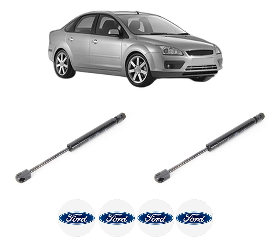 Set amortizoare portbagaj haion pentru FORD FOCUS II Saloon (DB_, FCH, DH) din 2005-2012, 2 bucati, KROSNO, 4 stickere auto FORD