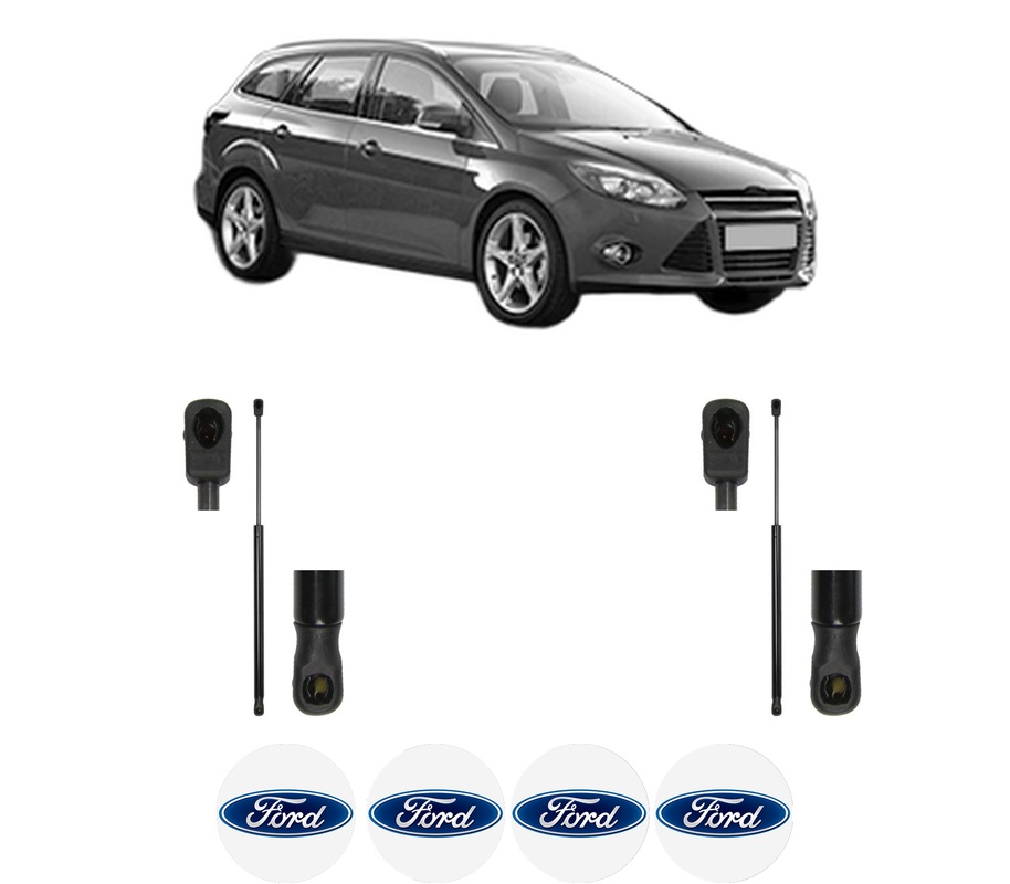 Set amortizoare portbagaj haion pentru FORD FOCUS III Turnier din 2010-2020, 2 bucati, MAGNUM TECHNOLOGY, 4 stickere auto FORD