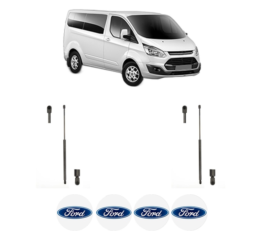 Set amortizoare portbagaj haion pentru FORD TRANSIT CUSTOM V362 Bus (F3) din 2012-2023, 2 bucati, KROSNO, 4 stickere auto FORD