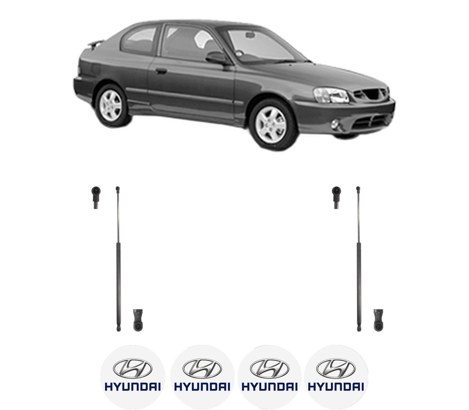 Set amortizoare portbagaj haion pentru HYUNDAI ACCENT II (LC) din 2000-2005, 2 bucati, KROSNO, 4 stickere auto HYUNDAI