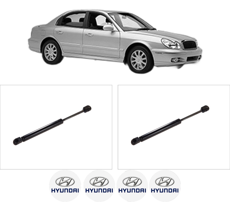 Set amortizoare portbagaj haion pentru HYUNDAI SONATA IV (EF) din 2001-2004, 2 bucati, KROSNO, 4 stickere auto HYUNDAI