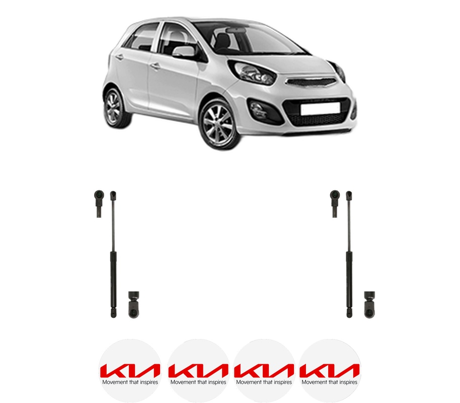 Set amortizoare portbagaj haion pentru KIA PICANTO II (TA) din 2011-2017, 2 bucati, KROSNO, 4 stickere auto KIA