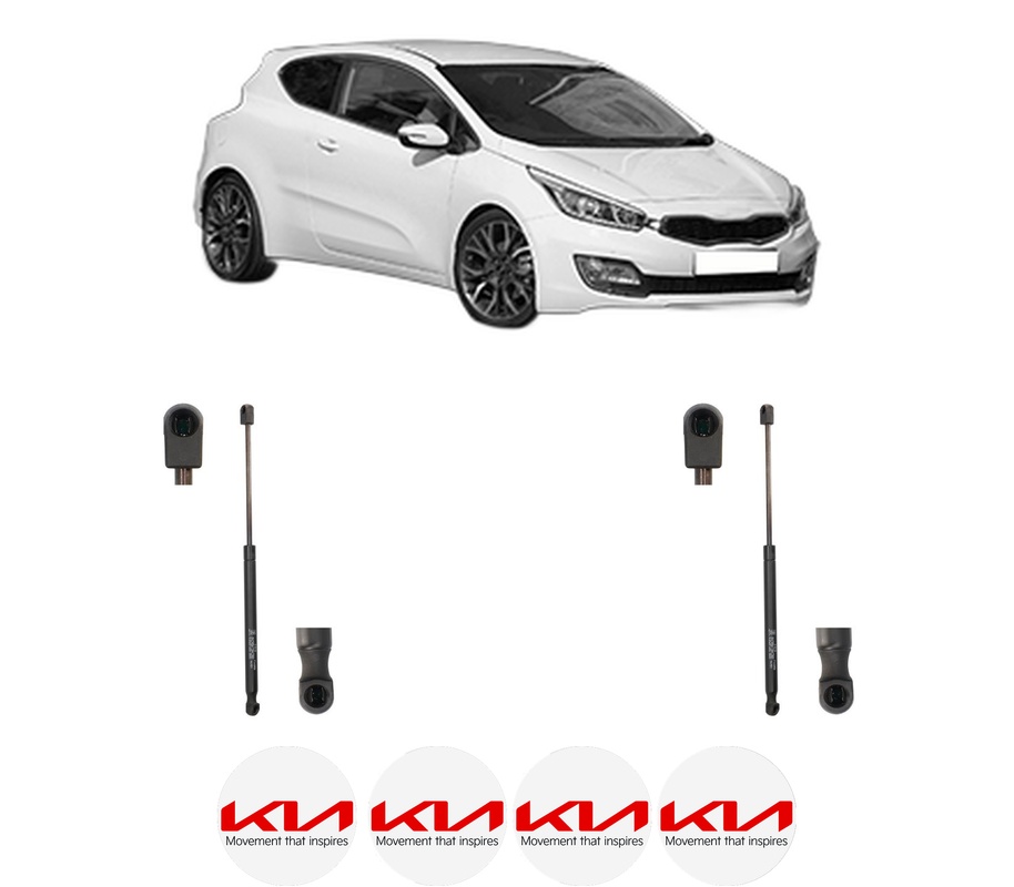 Set amortizoare portbagaj haion pentru KIA PRO CEE'D (JD) din 2013-2018, 2 bucati, KROSNO, 4 stickere auto KIA